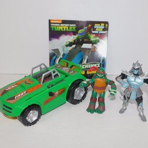 TMNT 2015 Turbo Charge Transforming  Car Book w Sticker & Figure Lot